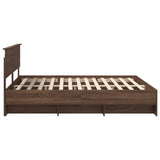 Bed Frame with Headboard Brown Oak 200 x 200 cm Engineered Wood 3408822