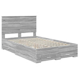 Bed Frame with Drawer Grey Sonoma 135 x 190 cm Engineered Wood 3409663