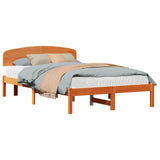 Bed Frame with Headboard Wax Brown 120 x 200 cm Solid Pine Wood 872067