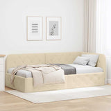 Corner Bed Frame with Headboard Cream 100 x 200 cm Fabric 42016509