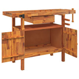 Workbench with Drawer and Vices 124x52x83 cm Solid Wood Acacia 153321