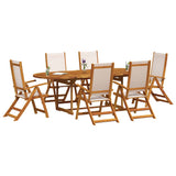 7 Piece Garden Dining Set Solid Wood Acacia and Textilene 3279276