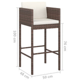 Bar Stool Set of 4 Brown Poly Rattan Counter Height Lightweight 316675