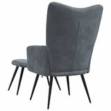 Relaxing chair with Footstool Dark Grey Velvet 42022448