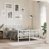 ZNTS Metal Bed Frame without Mattress with Footboard White 120x190cm 376388