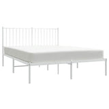 Metal Bed Frame without Mattress with Headboard White 135x190cm 350930