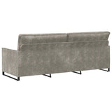 3 Seater Sofa Light Grey 220 x 81 x 82 cm Faux Suede Fabric 42041004