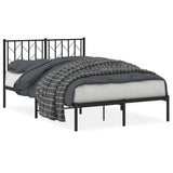 Metal Bed Frame without Mattress with Headboard Black 120x200cm 374435