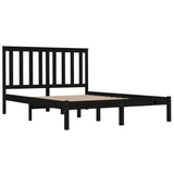 3103827 Bed Frame without Mattress Black Solid Wood 140x190 cm