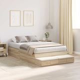 Storage Bed Frame with Drawer Sonoma Oak 120 cm Engineered Wood 3335687