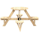 Picnic Table for 4 Kids with Umbrella Hole Round Solid Wood Fir 4008987