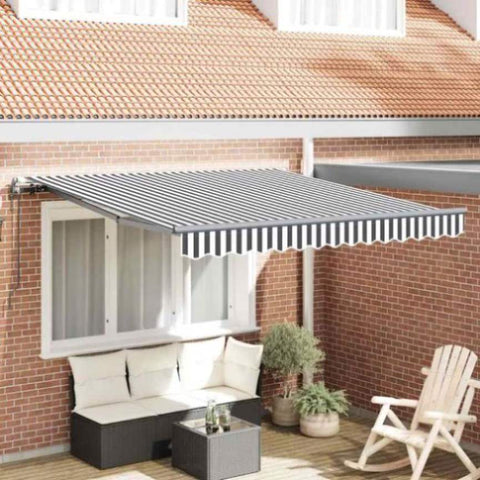 Automatic Retractable Awning Anthracite and White 300x250 cm 3310225