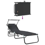 Folding Sun Lounger Folding Black 190 x 57 x 81 cm Oxford 42003129
