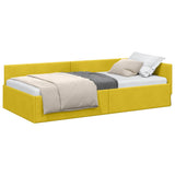 Corner Bed Frame with Headboard Yellow 90 cm x 200 cm Velvet 42016087