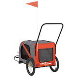 Pet Bike Trailer Orange and Grey Oxford Fabric and Iron 93900