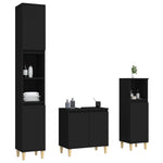 ZNTS 3 Piece Bathroom Furniture Set Black Engineered Wood 3185582