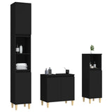 ZNTS 3 Piece Bathroom Furniture Set Black Engineered Wood 3185582