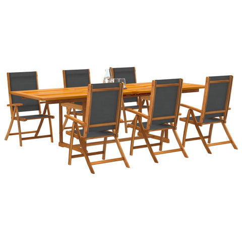 ZNTS 7 Piece Garden Dining Set Solid Wood Acacia and Textilene 3279264