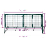 Fence Gate Steel 306x125 cm Green 42981
