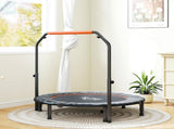 48" Foldable Mini Fitness Trampoline, with Adjustable Foam Handle, Orange T3398P349139