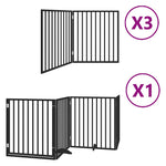 Dog Gate with Door Foldable 10 Panels Black 800 cm Poplar Wood 3155575
