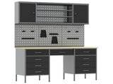 Work Cabinet with Drawer 8 pcs Black Engineered Wood and Steel 3321460