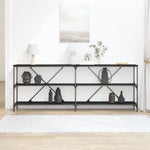 ZNTS Console Table Black Oak 200x30x75 cm Engineered Wood and Steel 863447