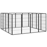 16-Panel Dog Playpen Black 50x100 cm Powder-coated Steel 3115960