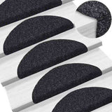 Stair Mats Self-adhesive 20 pcs 56x17x3 cm Black Half Round 3365669