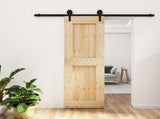 Sliding Door Natural and Black 70 x 210 cm Solid Pine Wood 3445158