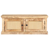 Coffee Table 90x50x35 cm Solid Mango Wood and Natural Cane 289089