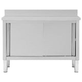 Work Table with Sliding Doors 120x50x cm Stainless Steel 51051