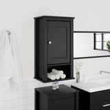 Bathroom Wall Cabinet Black Solid Pine, Engineered Wood, Metal 358549