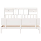 ZNTS Bookcase Bed without Mattress White 200x200cm Solid Wood Pine 3322701
