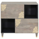 Sideboard Grey and Gold 80 x 33 x 75 cm Solid Mango Wood 4018799