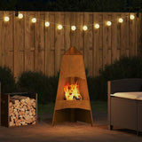 Fire Pit Brown 50 x 50 x 95 cm Weathering Steel 858941