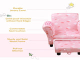 Toddler Chair Children's Armchairs Wood Frame w/ Footrest Anti-Slip Legs High Back Arms for Bedroom T3398P379080