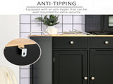 Sideboard with Rubberwood Top and Adjustable Shelves for Dining Room, Kitchen - Black T3398P378035