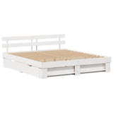 Bed Frame with Headboard White 180 x 200 cm Solid Pine Wood 3382266