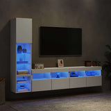 4 Piece TV Wall Units with LED White Engineered Wood 3216711