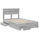 Bed Frame with Drawer Grey Sonoma 120 x 200 cm Engineered Wood 3410016
