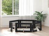 Dog Gate with Stands 6 pcs Black Oak 80 x 60 cm Engineered Wood 892139