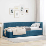 Corner Bed Frame with Headboard Blue 80 cm x 200 cm Velvet 42016367
