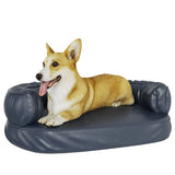 Ergonomic Foam Dog Bed Dark Blue 60x42 cm Faux Leather 171313