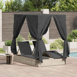 Double Sun Lounger with Roof Light grey 205 x 129 x 200 cm 3376132