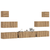 7 Piece TV Cabinet Set Wall-mounted Artisan Oak Engineered Wood 3329020