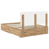 Bed Frame with Drawer Artisan Oak 140 x 190 cm Engineered Wood 3412791