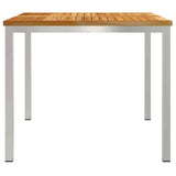 Dining Table 90x90x75 cm Solid Teak Wood and Stainless Steel 42006186