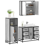 ZNTS 3 Piece Bathroom Furniture Set Grey Sonoma Engineered Wood 3300963