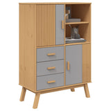Highboard OLDEN Grey and Brown 85x43x125 cm Solid Wood Pine 358616